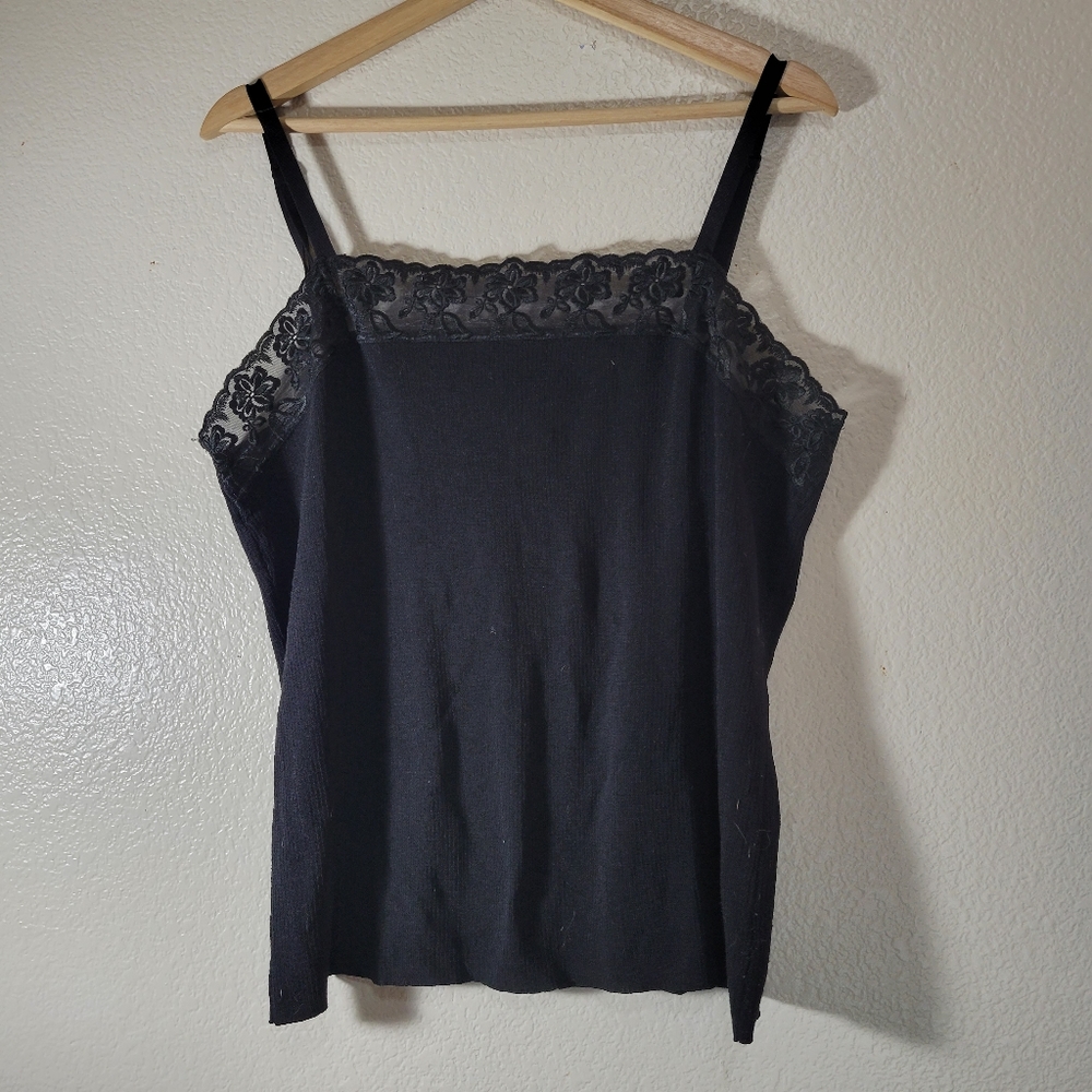Chico Black Tank Top With Lace Trim